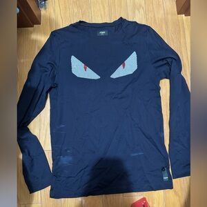 Fendi Graphic Print Navy Long sleeve- Beaded eyes out of red and white 3D beads